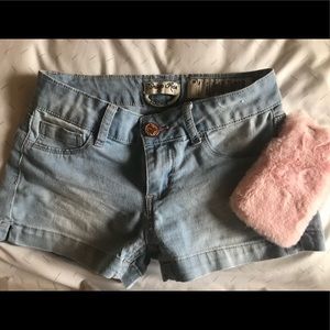 Light Blue Short shorts w/ Pink trim